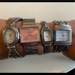 Silver watches (7 watches total). All sold together as set.